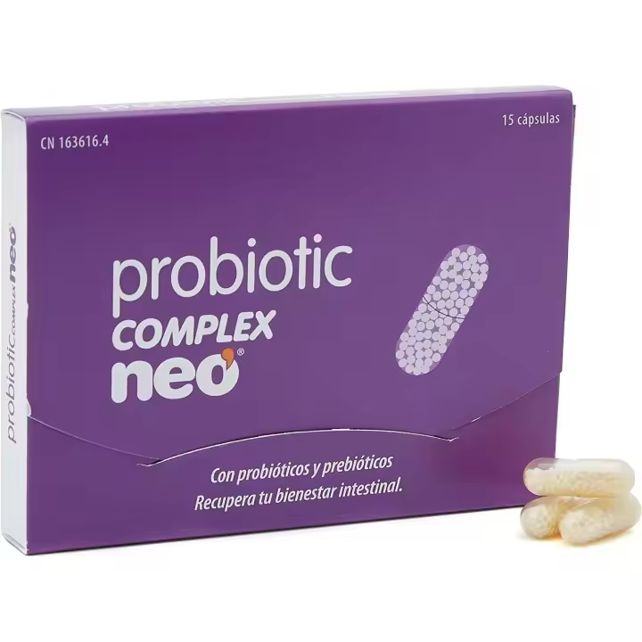 NEO | Probiotic Complex | 15 Cápsulas | Con Microgránulos a Base de Probióticos y Prebióticos | Mejora las Funciones Digestivas | Ayuda al Bienestar Intestinal - 1