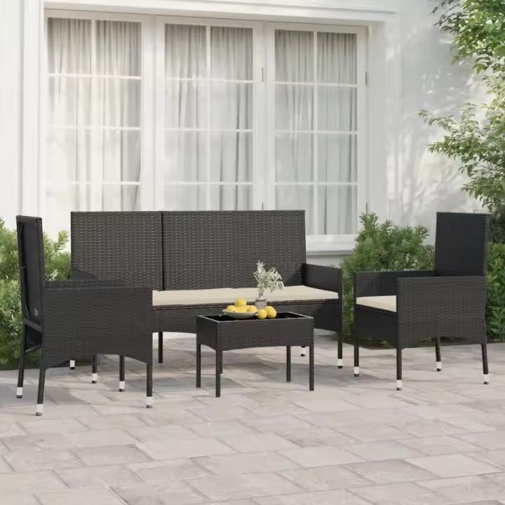 Sofás de Jardín de 4 piezas en Polyrattan - 1