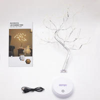 Lámpara De Mesa Árbol De Noche LED Con Encendido Por Toque Y USB/Batería Decoración De Flores Artificiales Bonsái Para Escritorio - details 9