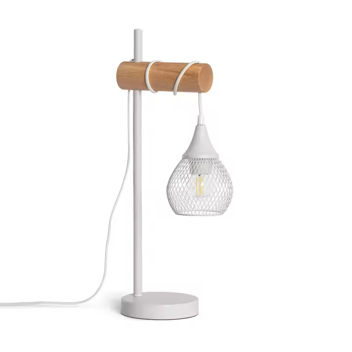 Ledkia Lámpara de Mesa de Metal y Madera Monah ILUZZIA - Diseño Único y Elegante - 1