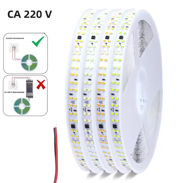 Tira LED Flexible 220V 240 LEDs/M 3000K 4000K 6000K IP44 Con Driver Integrado Luz De Cinta Suave Para Decoración Del Hogar Y Ropa 5M 10M 20M/Rol - 1