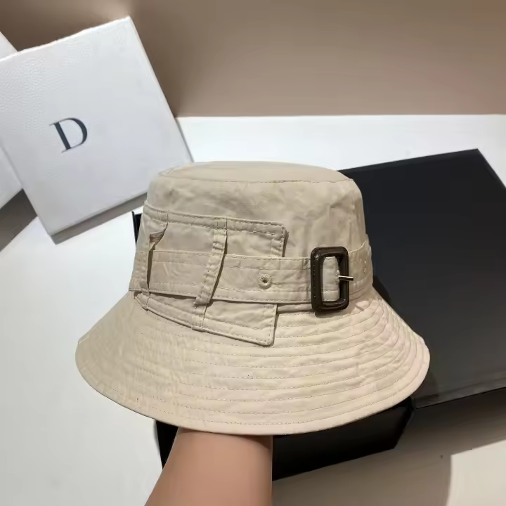Sombrero De Pesca De Lujo Para Mujer Diseñador Marca Moda Cinturón De Hebilla Protección Solar Panama Flat Casual Playa Sombreros De Verano Tamaño 56-58cm - 1