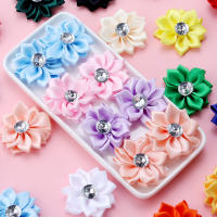 20Pcs Flores De Cinta Satinada Mini 4cm Con Rhinestones Multicolor Para Decoración De Ropa Y Clip De Pelo Hecho a Mano Accesorios DIY - details 3