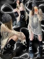 Calentadores De Pierna Para Mujer Estilo Gótico Con Estampado De Calavera Y Estrella Talla Única Poliéster Invierno Accesorio Para Botas Lolita Y2K Doble Cara Wearable - details 1