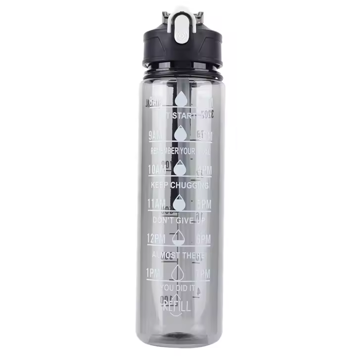 Botella Deportiva De Agua Con Tapa Y Mangos De 800ml Para Niños Y Niñas Botella Motivacional Portátil Para Deporte Y Viajes - 1