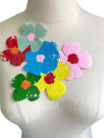Parche De Diseño Floral Con Lentejuelas Multicolor Para Moda Parche Brillante De Hierro Aplicación Para Ropa Accesorios DIY Para Mujeres Y Niñas Material Poliéster - details 1