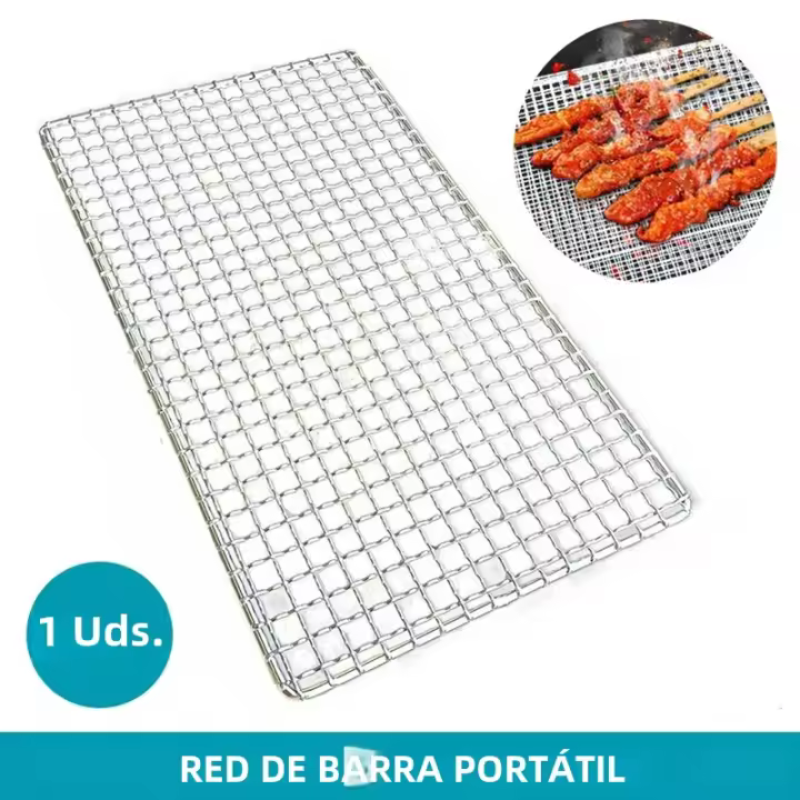 Malla De Asado Para Camping Y BBQ 30x45cm Herramientas De Cocina Para Verduras Y Mariscos Red De Acero Galvanizado Resistente Al Calor Y Corrosión Para Carbón Exterior - 1
