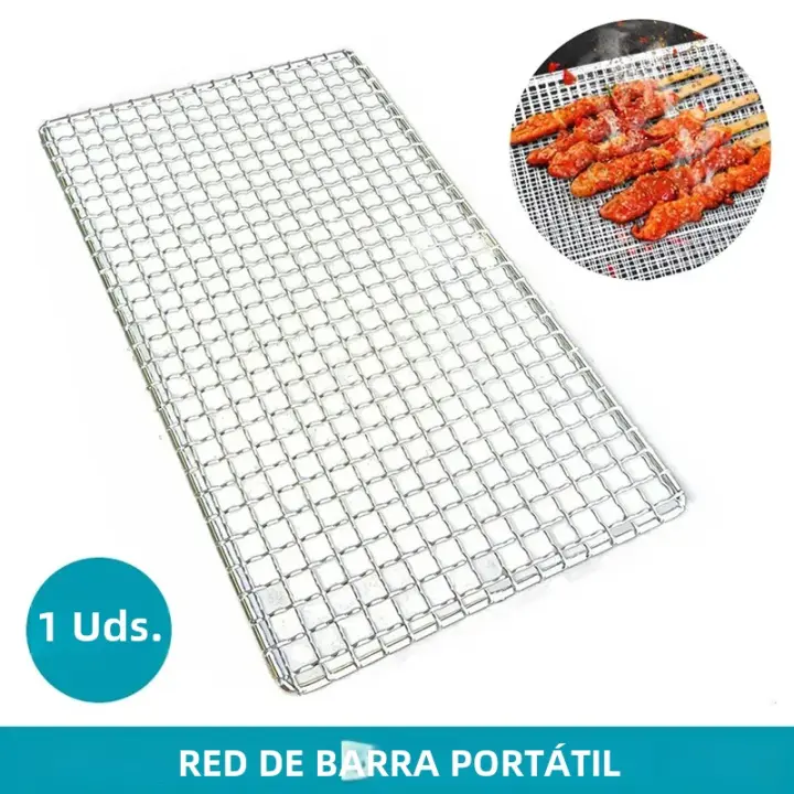 Malla De Asado Para Camping Y BBQ 30x45cm Herramientas De Cocina Para Verduras Y Mariscos Red De Acero Galvanizado Resistente Al Calor Y Corrosión Para Carbón Exterior - 1