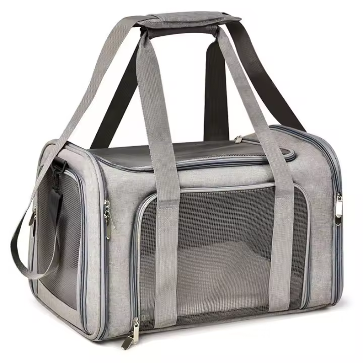 Transportín para Perros para Gatos Pequeños y medianos, de hasta 15 Libras Perros, transportador de viaje plegable para Perros, color Gris - 1