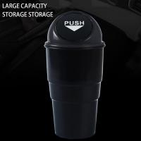 Cubo de basura de coche con tapa, pequeño plástico impermeable almacenamiento de residuos de basura para oficina hogar dormitorio, accesorios de coche (negro) - details 4