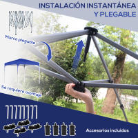 Outsunny Cenador Plegable 2,5x2,5x2,68 m Carpa de Jardín Protección UV 50+ Ajustable en Altura con 4 Bolsas de Arena y Bolsa de Transporte para Camping Fiestas Patio - details 4