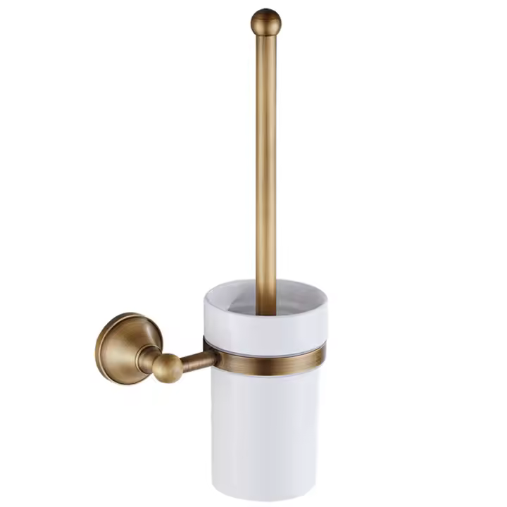 Juego de portaescobillas de Baño de bronce Antiguo de lujo Europeo, accesorios de Baño de latón - 1