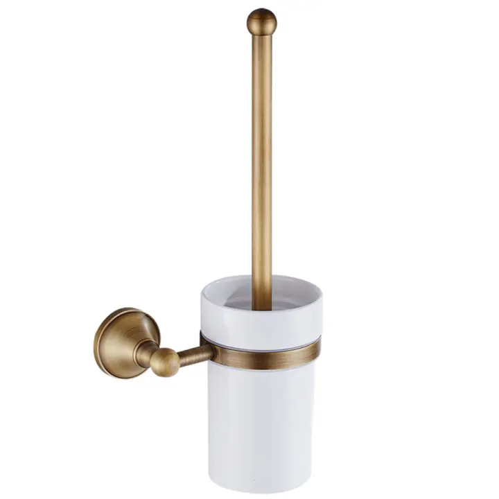 Juego de portaescobillas de Baño de bronce Antiguo de lujo Europeo, accesorios de Baño de latón - 1