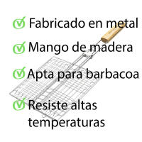 DESEOS Parrilla de Barbacoa con Mango de Madera | Rejilla para Asar de Acero Inoxidable 23x23 cm, Ideal para Carnes y Verduras | Herramienta de Cocina BBQ - details 5