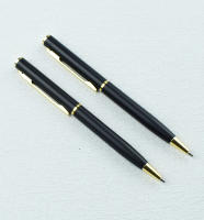 2pcs/Set Bolígrafos De Punto Fijo De Metal Mini Con Recarga Azul Y Negra Dual Portátiles Para Escuela Oficina Viaje - details 6