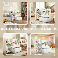 AIYAPLAY Estantería Infantil para Juguetes, con 6 Cajas Extraíbles, 3 Estantes Abiertos y Cajón Inferior con Ruedas, Organizador de Juguetes para Dormitorio, Sala de Juegos, Guardería, Blanco - details 5