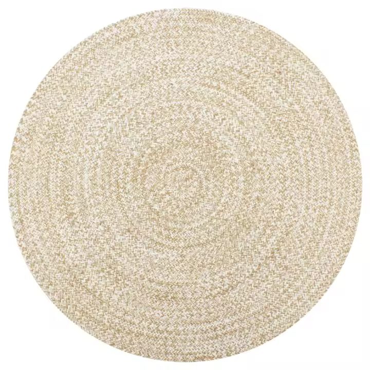 vidaXL Alfombra de yute tejida a mano 90 cm Color Blanco,  Negro,  y mas Alfombras de área  Alfombra de Piso para Sala de Estar Dormitorio Habitación Salón - 1