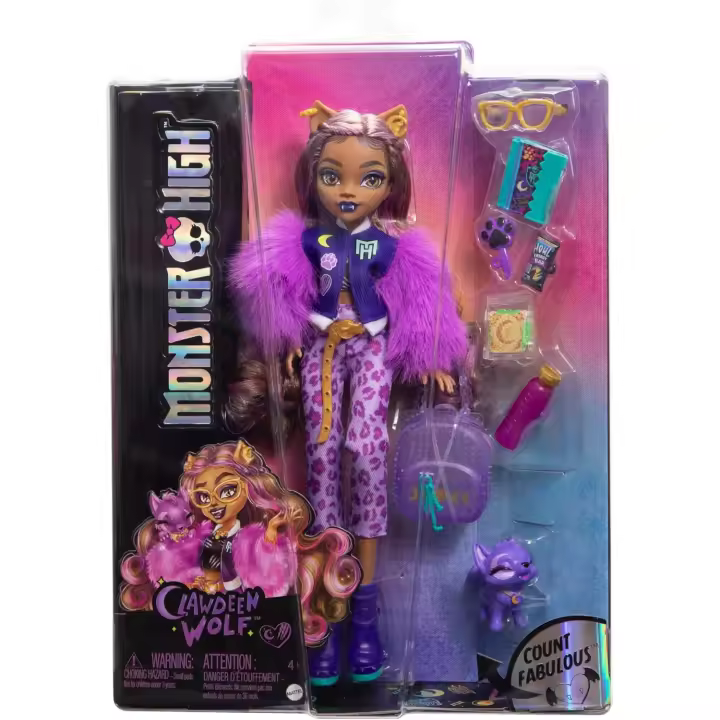 Monster High Fabulosa Clawdeen Wolf Muñeca articulada con Mascota Crescent, Conjunto de Moda y Accesorios, Juguete +4 años (Mattel HRP65) - 1