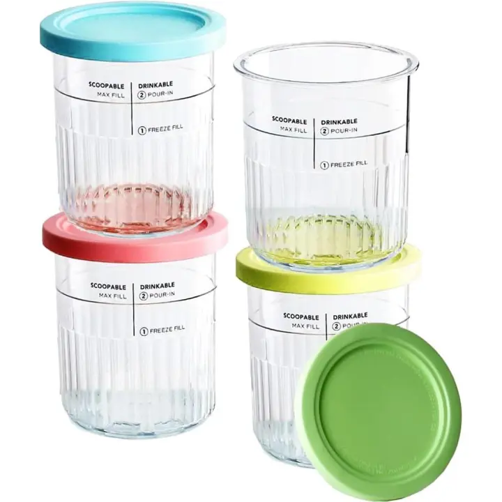 BIT Ninja Creami Deluxe 11 en 1 XL - Pack de 4 de 680 Ml - Tapas a Prueba de Fugas - 1