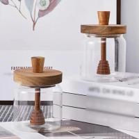 Jars De Almacenamiento De Miel De Vidrio De Borosilicato Alto Con Tapa De Madera Y Varilla De Mezcla Transparente Y Sellado - details 2