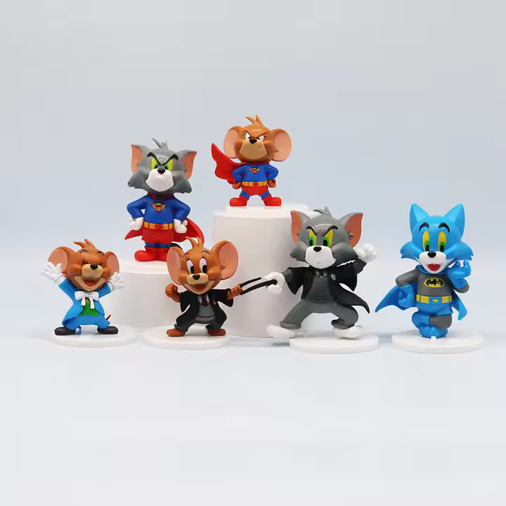 Set De 6 Figuras Pequeñas De Tom El Gato Y Jerry El Ratón Decoración Para Coche Y Escritorio Estilo Divertido Regalo Para Niños - 1