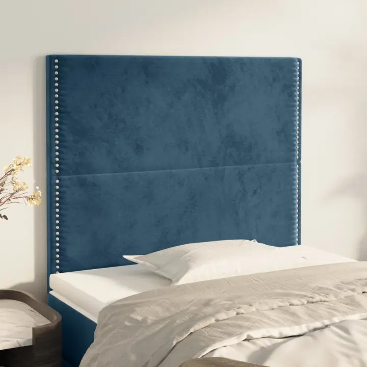 vidaXL Cabeceros 2 unidades de terciopelo azul oscuro 80x5x78/88 cm - 1