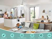 Ventilador De Techo 20.5in Con Luz Y Control Remoto 40W Bombilla LED E27 Sin Cable Para Cocina Dormitorio Habitaciones Pequeñas - details 1