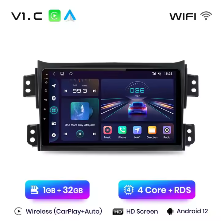 Junsun Android 13 Radio para SUZUKI Splash Ritz 2004 2005 2006 2007 2008 2009-2010 de Coche con Chip Qualcomm de 8 Núcle de Coche con Chip Qualcomm de 8 Núcleos CarPlay Inalámbrico Autorradio Estéreo Pantalla HD Multimedia - 1