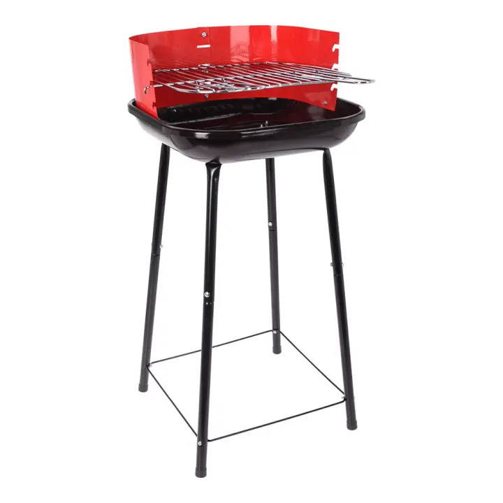 Bbq Barbacoa 4 Patas Parrilla Ajustable 41x41x74cm Cromada Resistente - 1