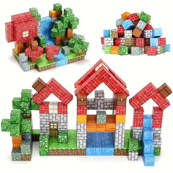 Juego De Construcción Magnético 102 Piezas Set De Bloques De Construcción Magnéticos Montessori Juguetes De Pila Mágica Regalo De Navidad Para Niños - 1