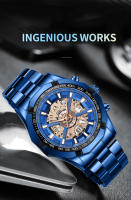 Reloj De Cuarzo Para Hombre 2025 Marca Top Lujo Acero Inoxidable Impermeable Con Agujeros Huecos Azul Grande Relogio Masculino De Moda Y Casual - details 2