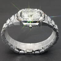 Reloj De Pulsera De Cuarzo Para Hombre MISSFOX Clásico Lujo Con Diamantes Full En Plata Acero Inoxidable Resistente Al Agua Y Shock - details 3