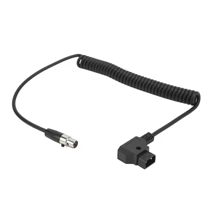 Cable adaptador de alimentación en espiral D-TAP macho a mini XLR de 4 pines para monitor TVlogic (12 V) - 1