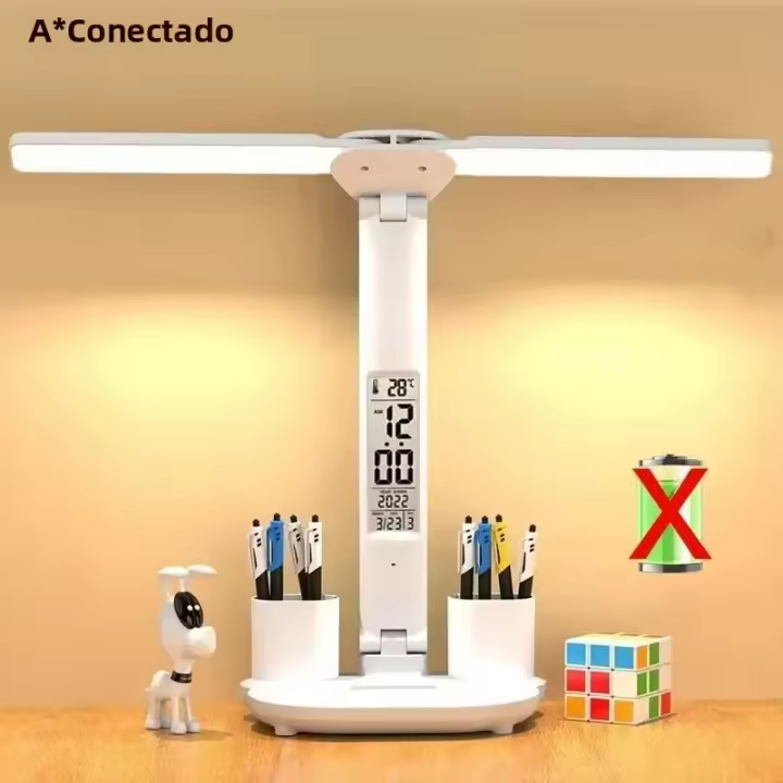 Lámpara De Mesa Recargable Para Estudio Con Ventilador Luz De Lectura LED Pantalla De Reloj LED Lámpara De Lectura LED Contemporánea ABS PVC Recargable 5V Touch On/Off Switch - 1