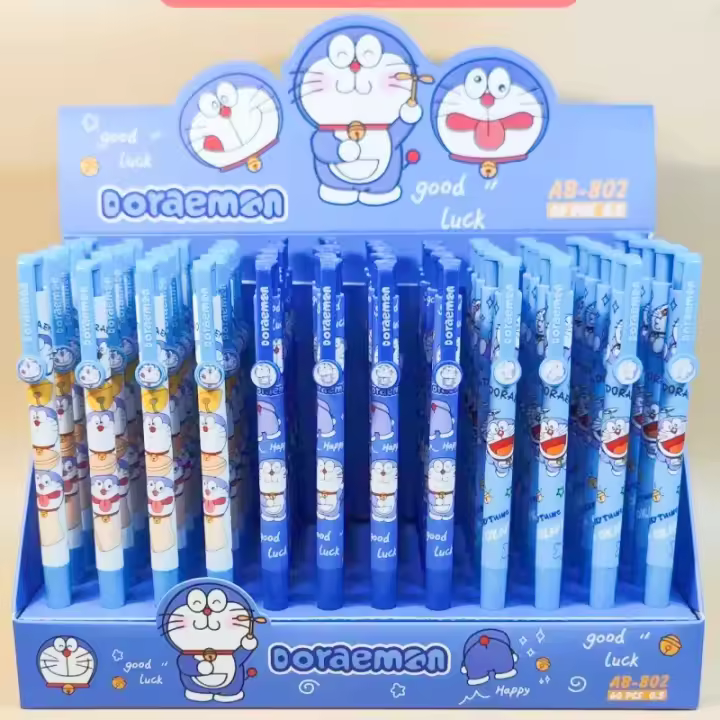 Set De 60 Bolígrafos De Punto Fijo Sanrio Con Diseños De Kuromi Cinnamoroll Pochacco Hello Kitty Doraemon Y Blue Para Estudiantes Material Plástico Tamaño Grande - 1