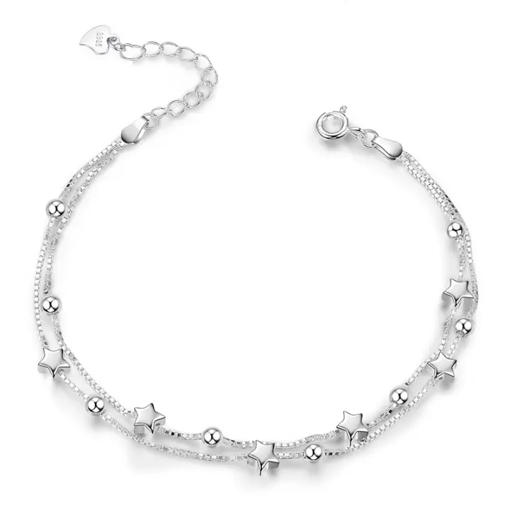 Pulsera de Plata 925 para Mujer, Mariposas, pulsera de Oro Rosa para Mujer with Perlas, pulsera ajustable en Capas, pulseras de La Amistad, Regalos - 1