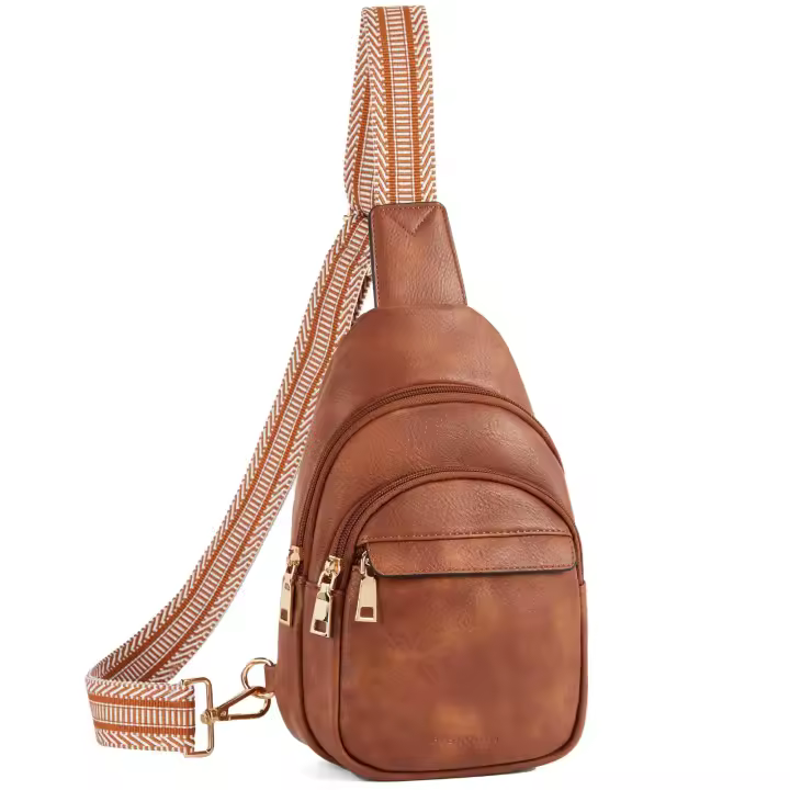 Bolso bandolera pequeño de cuero para mujer, bolso de hombro, 3 unidades, color marrón - 1