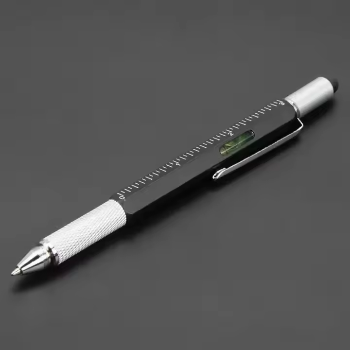 Bolígrafo Multifuncional 7 En 1 Stylus Táctil Con Destornillador Regla Nivel Refillable Y Lápiz De Punto De Escritura 1.0mm - 1