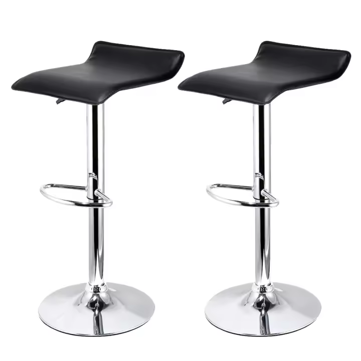 Juego de 2 taburetes de bar taburetes de bar con respaldo silla giratoria cromo salón - 1