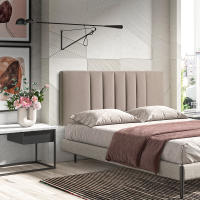 Meimon Cabezal tapizado jaspeado Luna, interior acolchado de algodón guateado, marco de madera de pino y pespuntes decorativos verticales, acabados textiles de aspecto jaspeado y con patas de madera de roble natural - details 5