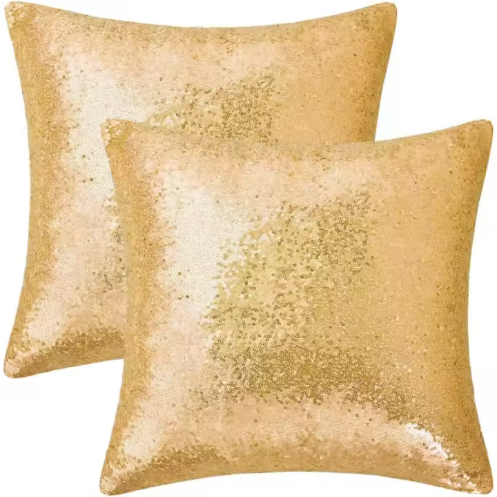 Verde - Conjunto de 2 Fundas de Almohada de Lentejuelas Doradas - Decoración de Vacaciones y Fiesta - 1