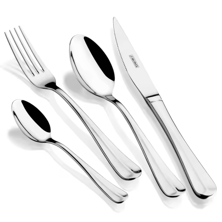 Monix Baguette - Juego de cubiertos 24 piezas. Cubertería 6 comensales. Chuletero acero inoxidable 18/10. Acabado pulido brillo - 1