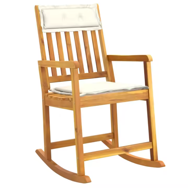 vidaXL Silla mecedora con cojines madera maciza de acacia - 1