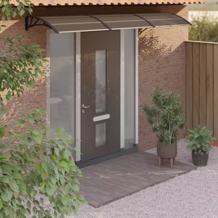 vidaXL Marquesina de puerta policarbonato negro 300x75 cm - 1