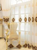 Cortina De Lujo Europea Bordada Exquisitamente Para Sala De Estar Dormitorio Cocina 1 Pieza Translúcida De Poliéster 100% - details 1
