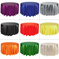 Mantel De Seda Redonda En Color Sólido Con Borde Hemizado Para Bodas Fiestas Restaurante Banquete Decoración De Mesa - details 16