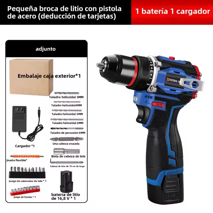 Taladro Eléctrico Inalámbrico De 16.8V 80NM 2 En 1 Con Embozo De 10MM Mini Taladro Eléctrico Con Batería De Litio Herramientas De Tornillo - 1