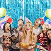 Juego De 1 Pieza De Cortina De Foil Dorado De 9.8 Pies Para Fondo De Fotografía De Cumpleaños Decoración De Fiesta Streamers De Aluminio - details 56