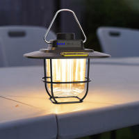 Lámpara De Camping Retro LED Impermeable Con Gancho Y Carga Por Tipo-C Indicador De Batería Para Equipamiento Al Aire Libre - details 2