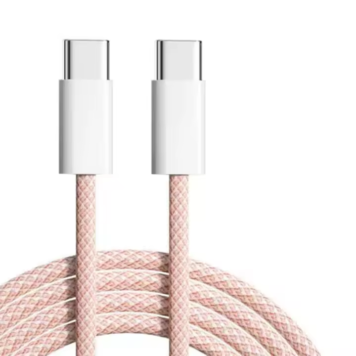 Cable de carga USB C, cable de carga type C Ligero PD para iPhone 15/15 Plus/15 Pro/15 Pro Max/MacBook/S22 Ultra/computadora portátil/tableta/Switch (Rosa, 3 pies) - 1